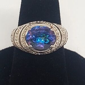 Avon Sterling Silver Blue Topaz Ring size 6
